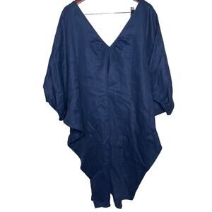 KES NYC Indigo Blue 100% linen mini dress sz M